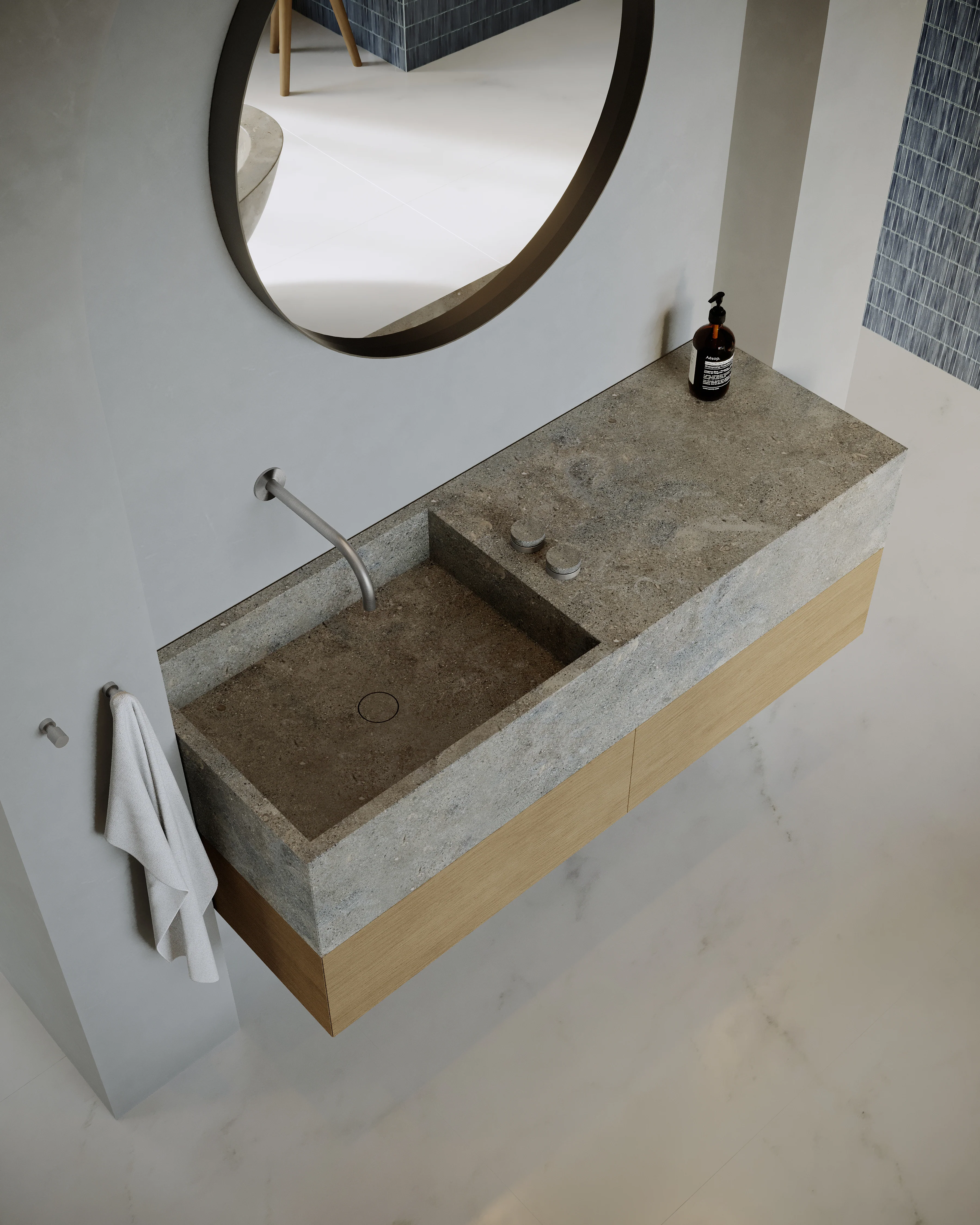 MSN BASIN 140 - Custom washbasin with pop-up waste - Image 35